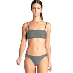 NWT Vitamin A Mila Bandeau Top & Luciana Bottom Swim SET Seagreen Size L